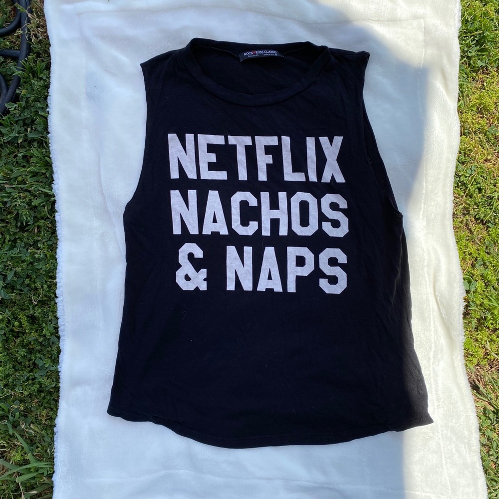 Black Netflix Nachos & Naps Graphic Top